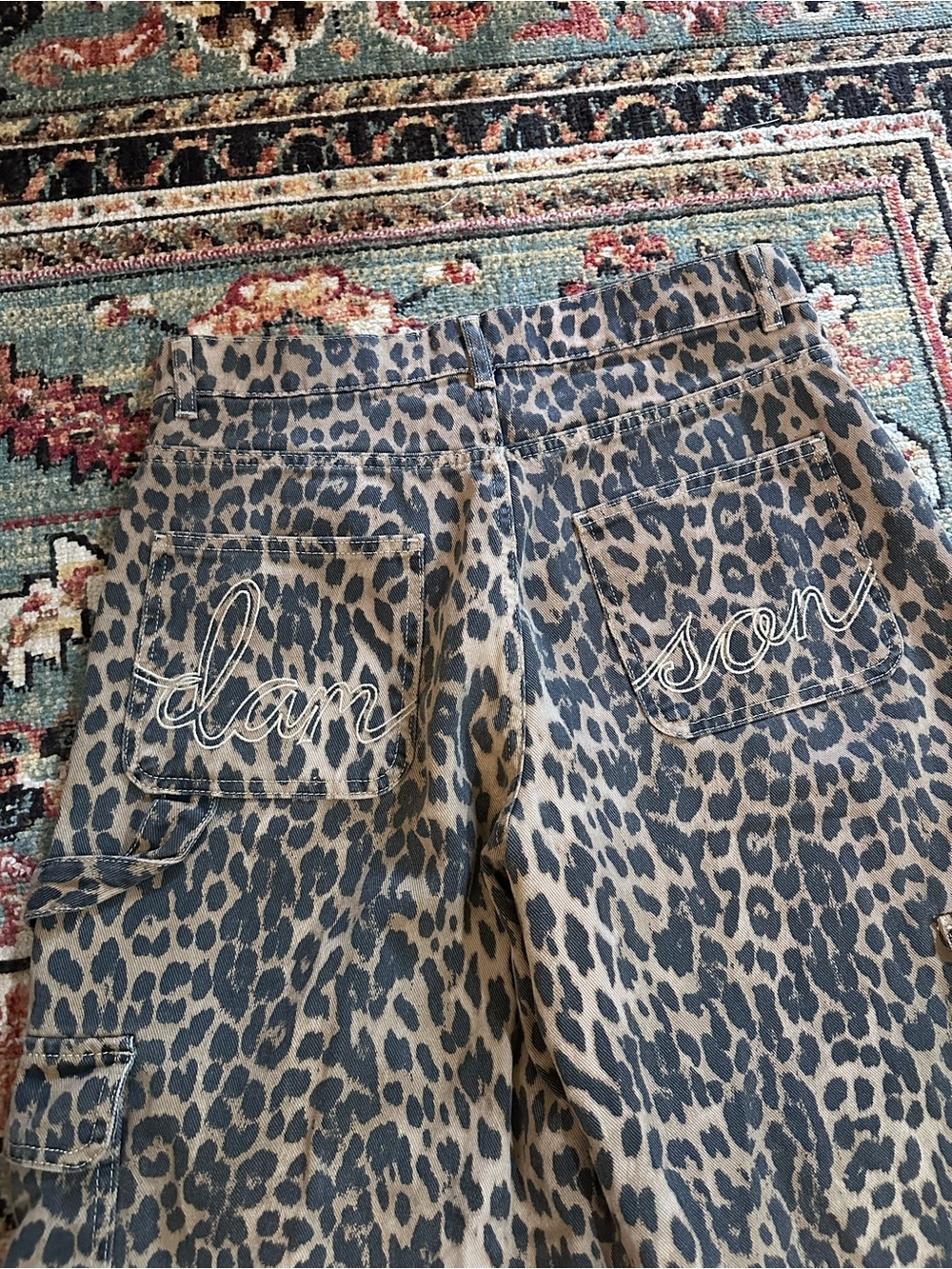 Damson Madder Dion Leopard Carpenter Cargo Pants UK 10/US 6 - Picture 8 of 14